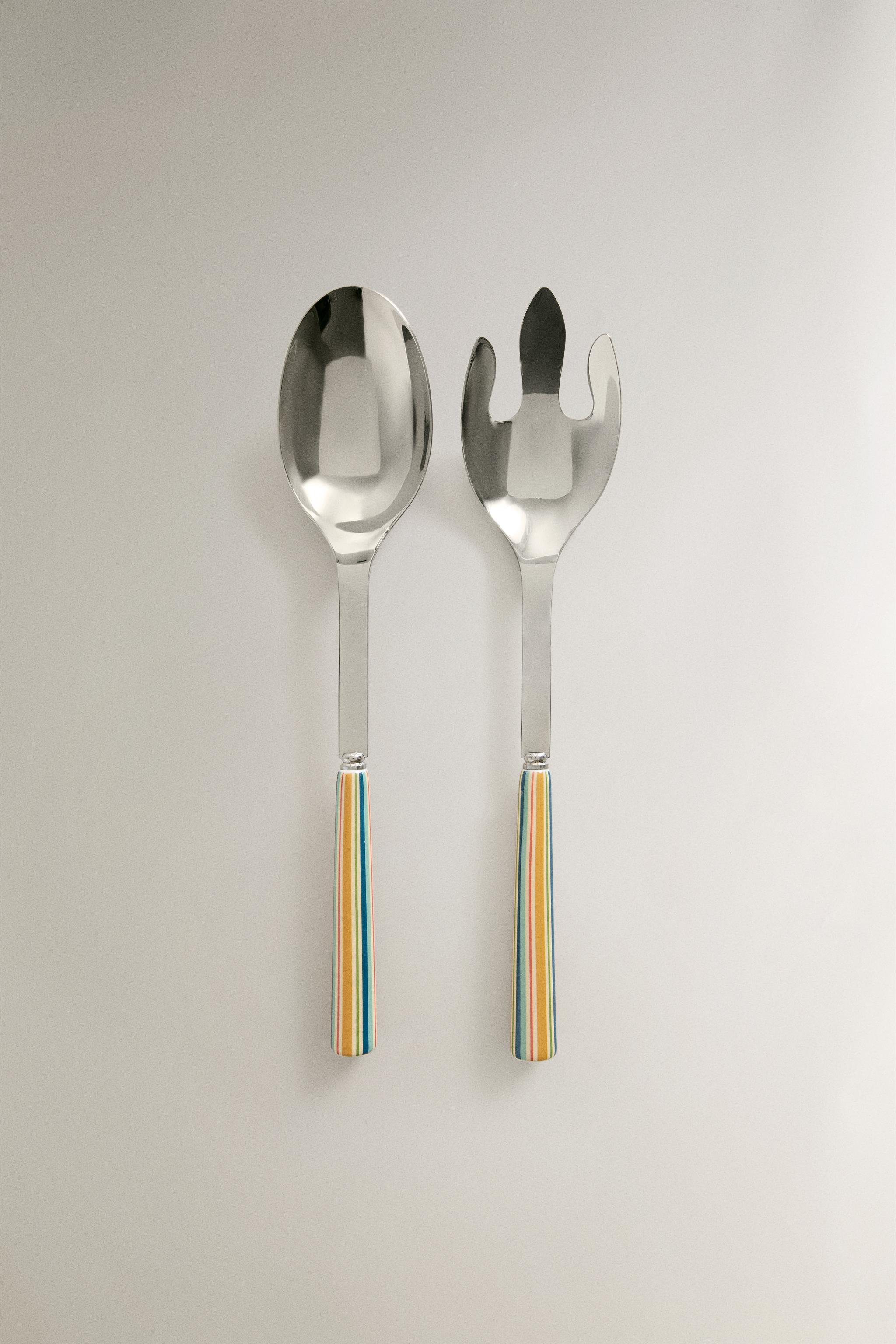 CERAMIC HANDLE SALAD CUTLERY SET (SET OF 2)